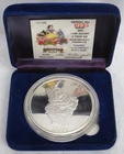 SILVER WALT DISNEY'S HAPPY SNOW WHITE ANNIV PROOF 5 OZ ROUND BOX COA