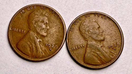 1929-S Lincoln Wheat 1c Pair~ Fine+ / VF? ~Bargain 1 Set of 2 Coins ~ Nice!~ D70