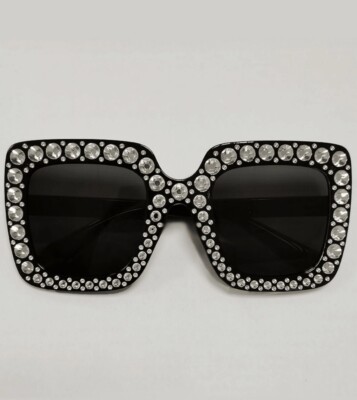 Black Square Oversized Sunglasses with Silver CC Accents Oversized Square Sunglasses Black | Anne Klein main image 4
