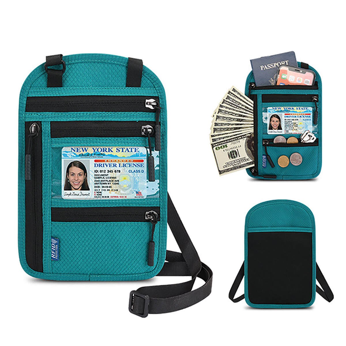 Étui De Passeport RFID, Bloqueur RFID, Avec Lanière Tour De Cou Et