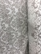 LIGHT GRAY DAMASK CHENILLE UPHOLSTERY BROCADE FABRIC 54 in. Sold By The Yard