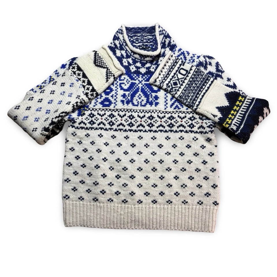 Polo Ralph Lauren Sweater Women’s Large White Blue Rolled Turtleneck Jumper Knit - Image 3 of 4