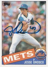 Jesse Orosco Signed 1985 Topps Mets Baseball Card 250 Dodgers All Star Autograph