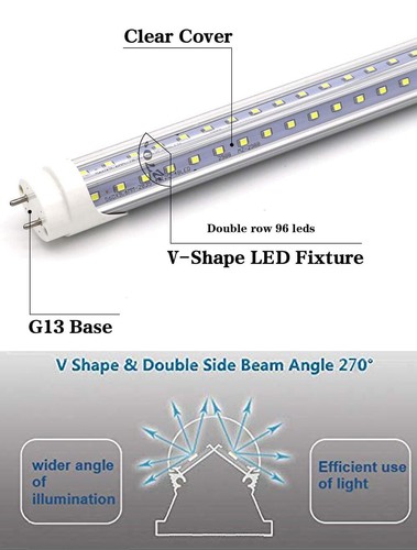 V-Shape 10-1000 PACK LED G13 4FT 4 Foot T8 Tube Light Bulbs 2-PINS 36W 6500K - Picture 10 of 16