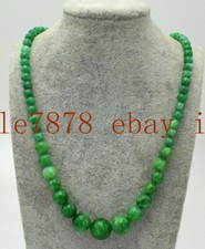 Natural 6-14mm Green Jade Jadeite Round Gemstone Beads Necklace 18" AAA