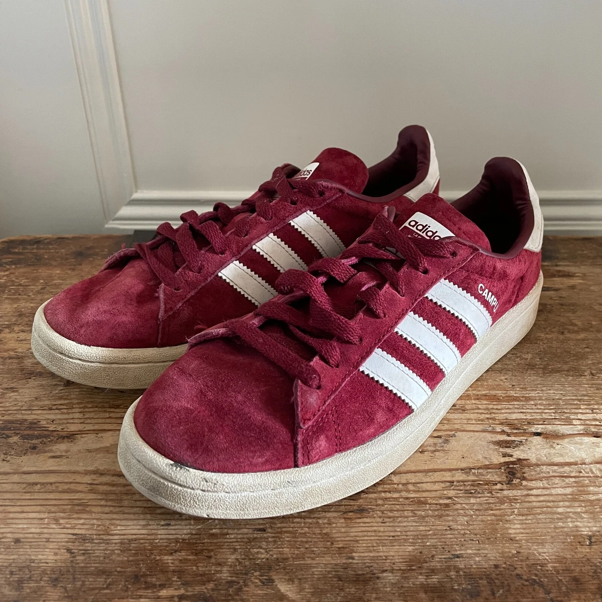 ADIDAS Campus Trainers Mens Size UK 6 Burgundy Red Suede Lace Up Casual |  eBay