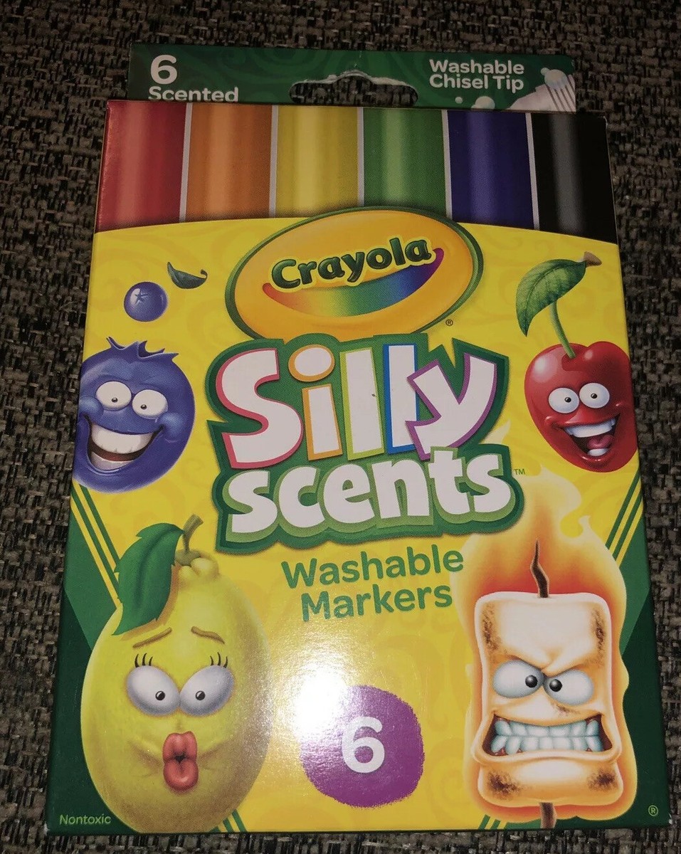 6 Crayola Silly Scents Wedge Tip Washable Markers 071662081973