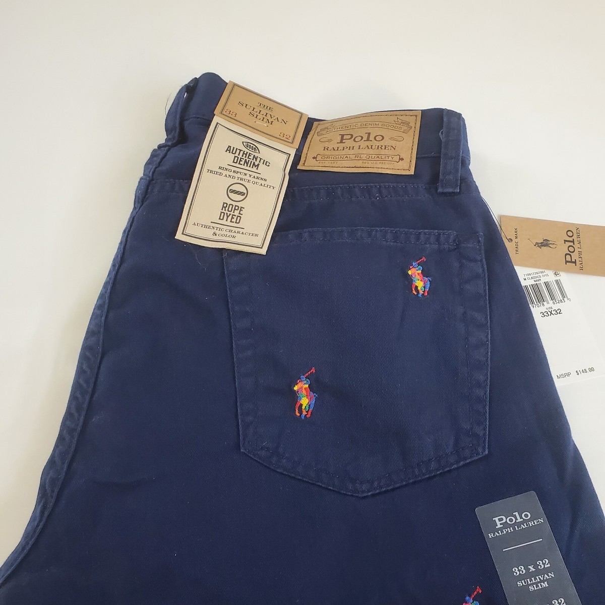 Polo Ralph Lauren Sullivan Slim Allover Pony Logo Blue Jeans Mens