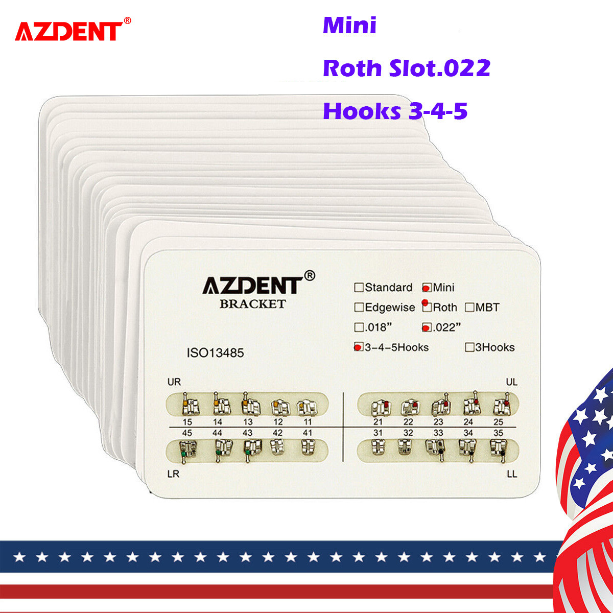 AZDENT Dental Orthodontic Brackets Mini Roth Slot.022