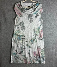 NEW Inoah Dress Women's Small Gray Floral Cowl Neck Sleeveless Knit Art to Wear