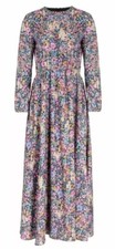 NWT Georgette $140 Women's Size XS Floral Maxi Dress Multicolor Round Neck