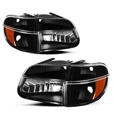 For 1995-2001 Ford Explorermountaineer Black Amber Corner Headlights Set