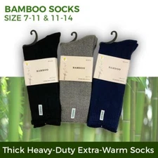 Premium Bamboo Socks Thick Warm Winter Sock Heavy Duty Soft Work Black Navy 