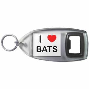 I Love Heart Bats Plastic Bottle Opener Key Ring New