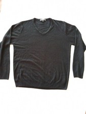Men's Jumper M S Size L Fine Knit V Neck Black 11778