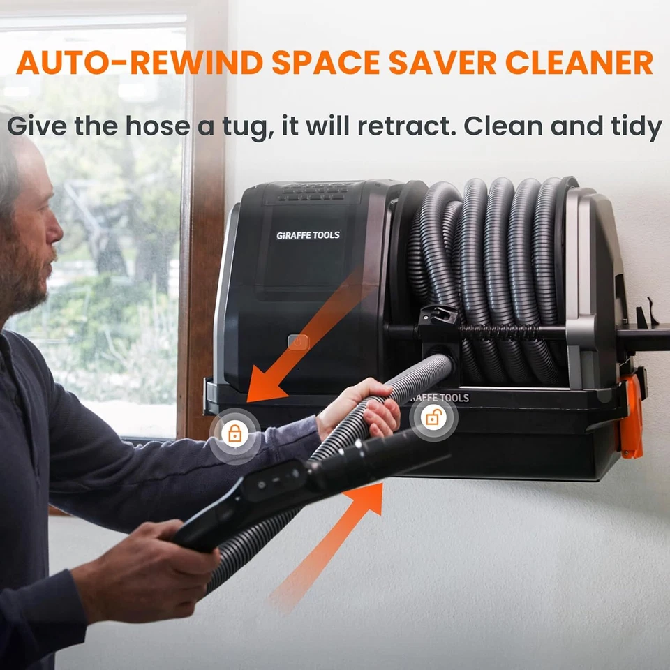 Giraffe Tools Wet Dry Vacuum Cleaner with 30FT Retractable Hose--Remote Control - Image 3 of 4