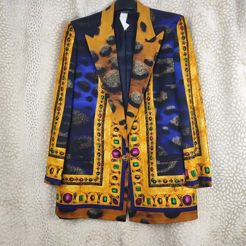 Rare Vintage Instante Gianni Versace Blazer & Skirt Set Wool Multicoloured 80s - 第 3/24 張圖片