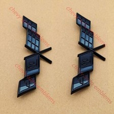 2pcs Gloss Black Fits 1977-1979 C3 Fender Emblem Crossed Cross Flags 3d Badg 2pcs Gloss Black Fits 1977-1979 C3 Fender Emblem Crossed Cross Flags 3d Badg