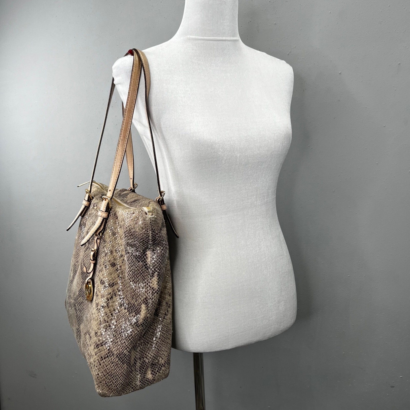 Michael Kors Python Effect Bag Tote Embossed Leat… - image 4