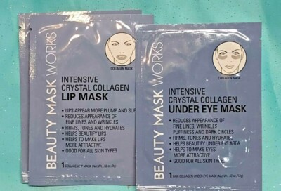 3 Beauty Works Intensive Crystal Collagen UNDER EYE & LIP MASK Anti-Aging NEW!!!