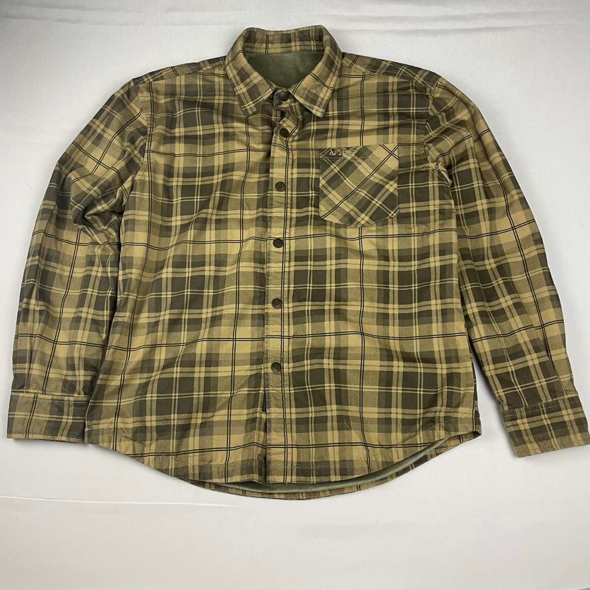 AFS JEEP Men's Plaid Snap Button Shirt Jacket Faux Fur Lining Size L Fits  M