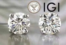 6 Ct Round Lab Grown G SI2 Diamond Earrings 14K White Gold IGI Certified
