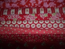 FLOWERS on REDS burgundy floral SPRING Cotton Fabric U-PICK see info 1/2 yd BTHY