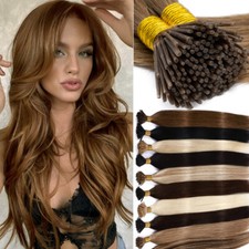 Brown CLEARANCE 200G Stick I Tip Human Remy Hair Extensions Micro Ring FULL HEAD