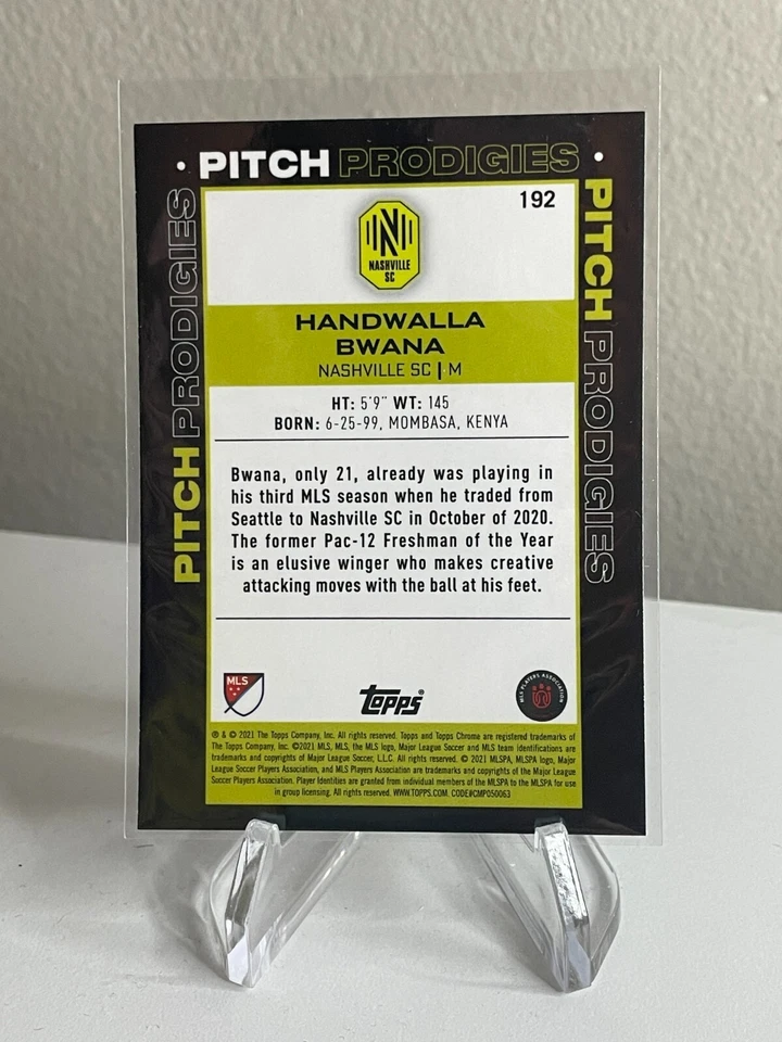 Handwalla Bwana ROOKIE Pitch Prodigies 2021 Topps Chrome SAPPHIRE MLS #192 RC - Image 2 of 2