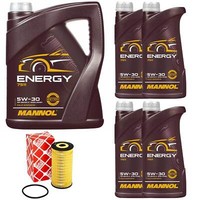 MotoröL Set Mannol 5W-30 API SN/CH-4 9 Liter + ÖLfilter FüR Opel Movano B 2.3