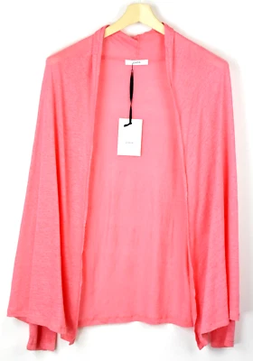 ZAPA Gilet Femme XL En Lin Tricoté Cardigan À Manches Longues Ouvert Rose - Photo 1/4