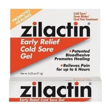 Zilactin Early Relief Cold Sore Medicated Gel Bioadhesive Healing Clear 0.25 oz