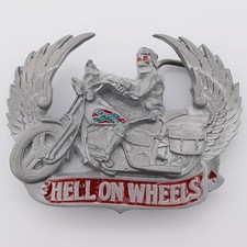 Hell On Wheels Motorcycle Skull Rider Novelty Gift Belt Buckle New 