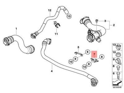 Genuine OE BMW E83N X3 SUV Coolant Hose Bracket Clamp 17123422786  