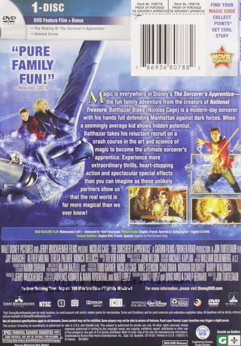 The Sorcerer's Apprentice (DVD) w Nicolas Cage -U CHOOSE WITH OR