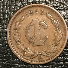VERY FINE VF  1942 MEXICO ONE CENTAVO COIN-SEP080