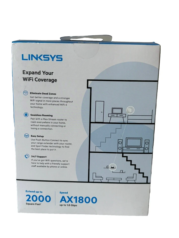 Linksys AX1800 Max-Stream WIFI 6 Range Extender RE7350 White Up To 1.8Gbps - Image 3 of 4