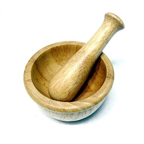 Wooden Mortar and Pestle Set Grinding Bowl for Garlic Spices Kitchen Tool