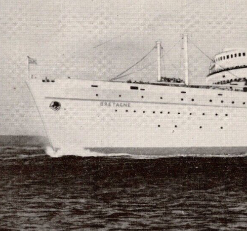 1950s T.S. Bretagne Ocean Liner, Europe Australia Line, Steamship UNP Postcard - Picture 3 of 4