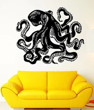 Wall Stickers Vinyl Decal Octopus Sea Creature Ocean Marine Animal (EM485)
