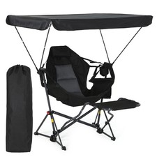 Portable Hammock Chair with Adjustable Canopy & Footrest for Camping & Picnic