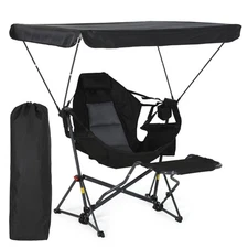 Portable Hammock Chair with Adjustable Canopy & Footrest for Camping & Picnic