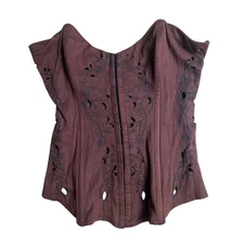 Vintage Dreamgirl Brown Floral Small Corset 