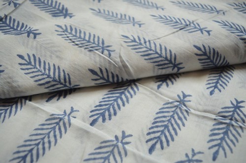 2.3m Fabric Running Hand Block Leaf Print _ 1448 Indian Cotton Craft Sewing - Picture 6 of 7