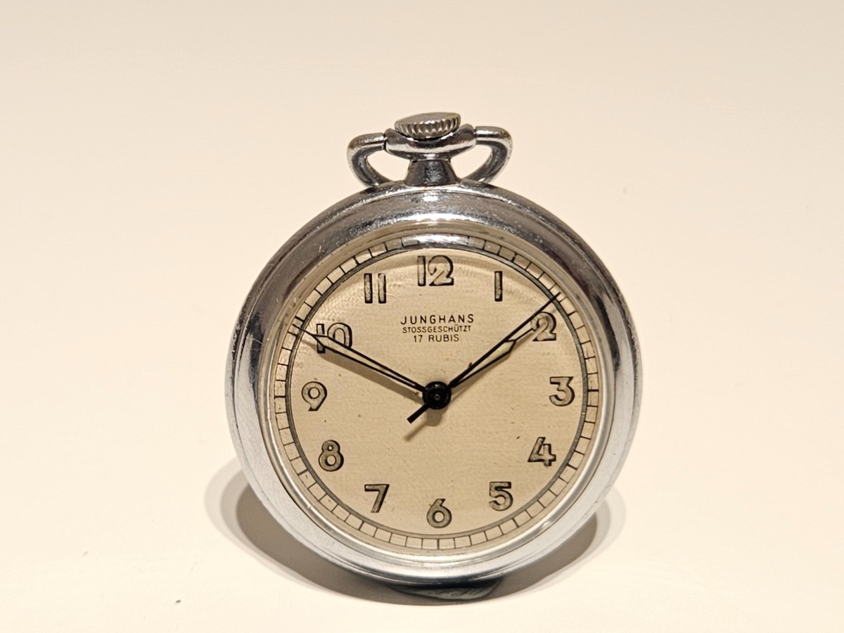 60s JUNGHANS製 レトロ 時計 スペースエイジ ミッドセンチュリー VINTAGE RARE WW2 ERA SMALL 34mm GERMANY MECHANICAL POCKET WATCH