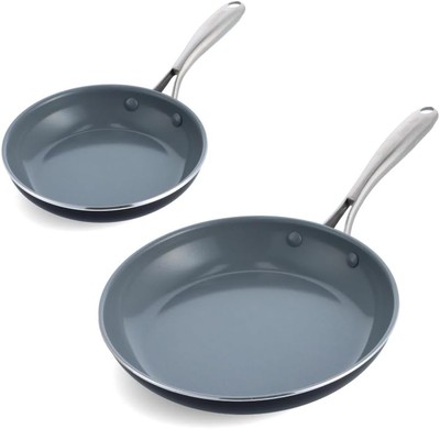 GreenPan Swift Healthy 8  and 10  Frying Pan Skillet Set, Gray 