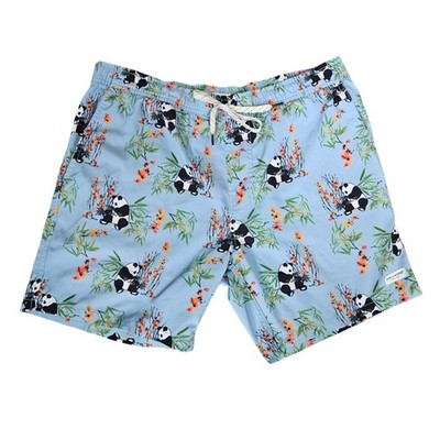 Public Access Mens Panda Bamboo Print Swim Trunks Light Blue Medium 36'' Shorts