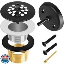 Matte Black Trip Lever Bath Tub Drain Kit, Universal for 1-1/2" and 1-3/8" Ba