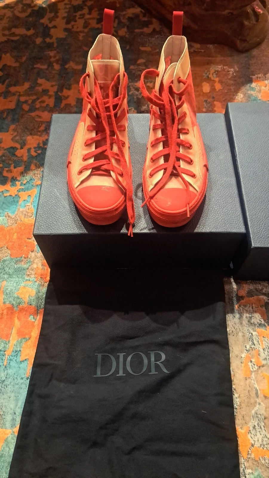 Baskets montantes obliques Dior B23 rouge