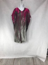 NEW Josie Natori Womens Davina Pink 100 Silk Abstract Size XS Nightgown Dress